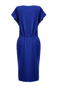 Blue Casual Midi Dress with Big Pockets