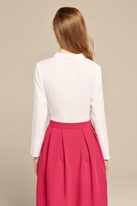 White Chic Self Tie Bow Elegant Blouse