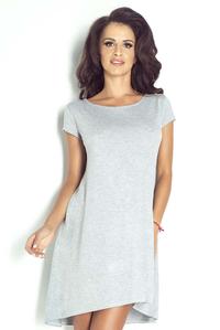 Grey Short Sleeves Flared Mini Dress