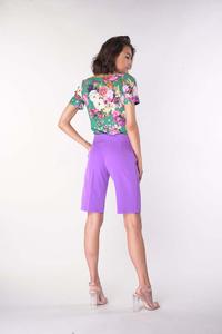 Knee Length Wide Leg Trousers - Violet