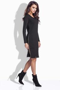 Black Simple Midi Dress with Zippers