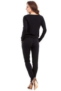 Black Lace-up Front Jumpsuit