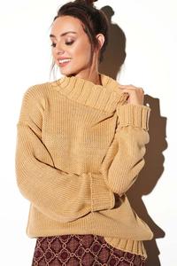 Camel Oversize Warm Turtleneck Sweater