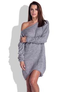 Grey Knitted Dress with Asymetrical Neckline
