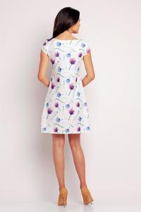 White&Purple Print Short Sleeves Mini Dress