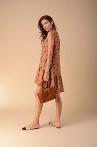 Summer Dress with a Frill at the Bottom - Camel