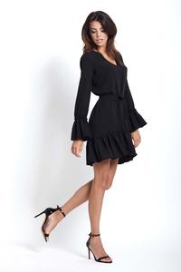 Black Women Airy Dress With Frills