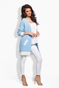 Light Blue Long Cardigan with Contrasting Details