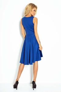 Blue Asymetrical Light Pleats Coctail Dress