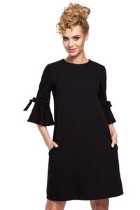 Black Flared Dress with Bow on The Sleeves