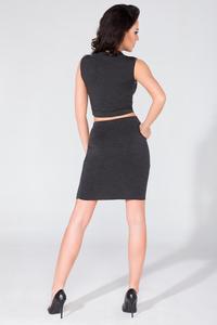 Black Fitted Stand-up Collar Short Blouse