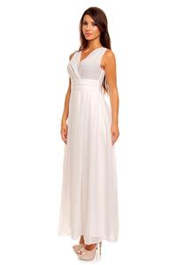 Cream V-Neck Slim Waist Prom Evening Dress