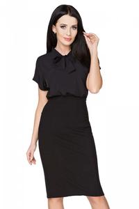 Black Elegant Blouse with Self Tie Bow