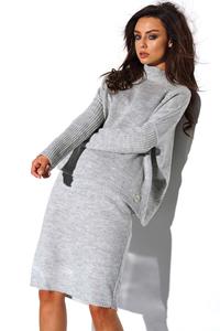 Light Grey Set Sweater+ Skirt