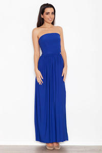 Blue Bandeau Maxi Dress with Side Slit