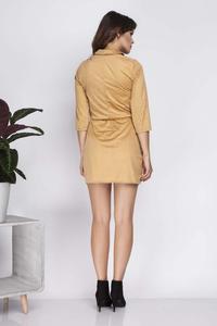 Carmel Brown Snaps Closure Shirt Dress