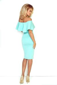 Mint Green Bodycon Dress with Frilled Offshoulders Neckline