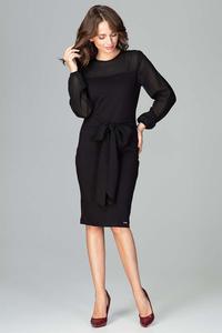 Black Midi Dress With Transparent Sleeves