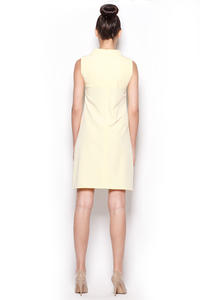 Yellow High Neck Sleeveless Shift Dress