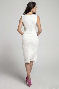 Ecru Lace Sleeveless Dress Midi Pencil Cut