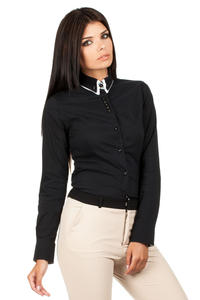 Black Button Down Collar Executive Shirt