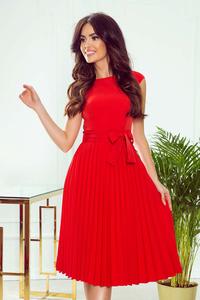 Red Cocktail Pleated Dress