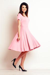 Powder Pink Light Pleats Midi Dress
