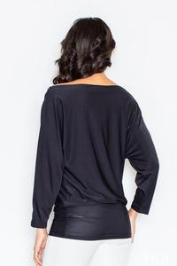 Black Loose Bat Long Sleeves Blouse