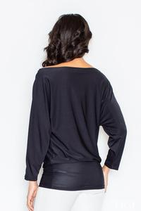 Black Loose Bat Long Sleeves Blouse