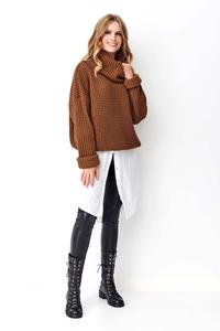 Brown Oversize Turtleneck Sweater