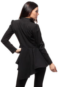 Black Seam Blazer with Cascading Back Hemline