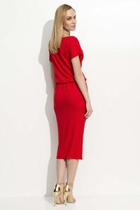 Red Pencil Dress with Elastic Waist