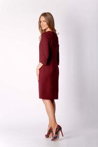 Burgundy Classic Straight Dress with Asymmetrical Zipper