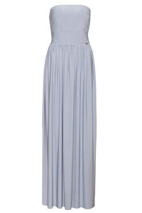 Grey Bandeau Maxi Dress with Side Slit