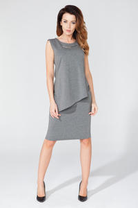 Grey High Elastic Waist Pencil Skirt