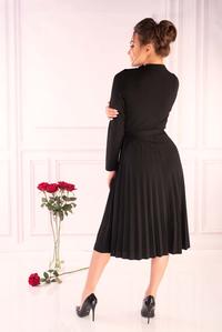 Black Pleated Dress with Built-in Neckline