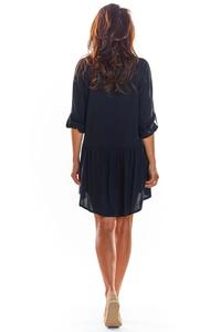 Black Loose Frill Shirt Dress