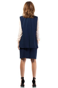 Dark Blue Ladies Vest with Pockets and Belt