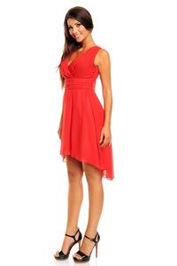 Red Dipped Back Wrap Front Coctail Dress