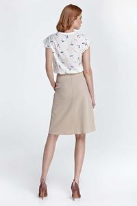Beige Knee Length Skirt with Pockets