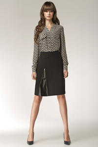 Black Striped Vendetta Collarless Appointment Formal Blouse