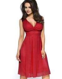 Red Elegant Deep Neck Evening Dress