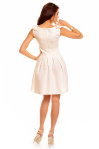 Creamy Shoulder Bow Sleeveless Flippy Dress