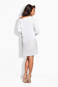 White Knitted Tunic With Leather Pocket