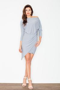 Grey Asymetrical Mini Boat Neckline Dress