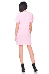 Pink Simple Short Sleeves Mini Dress