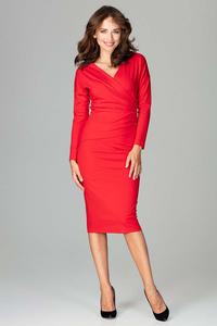 Red Wrap Front Pencil Dress