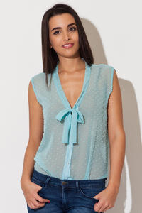 Sea Blue Dreamy Speckles Summer Sheer Blouse