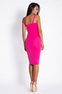 Fuchsia Bodycon Evening Midi Dress