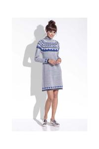 Grey Knitted Scandinawian Patterns Dress